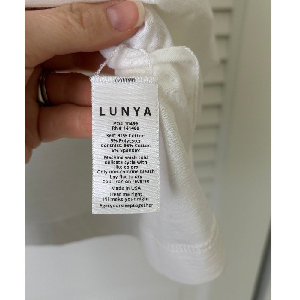 Lunya Women's Cool Cotton Every Body Pocket Tee T-Shirt White Sz S - Picture 8 of 8